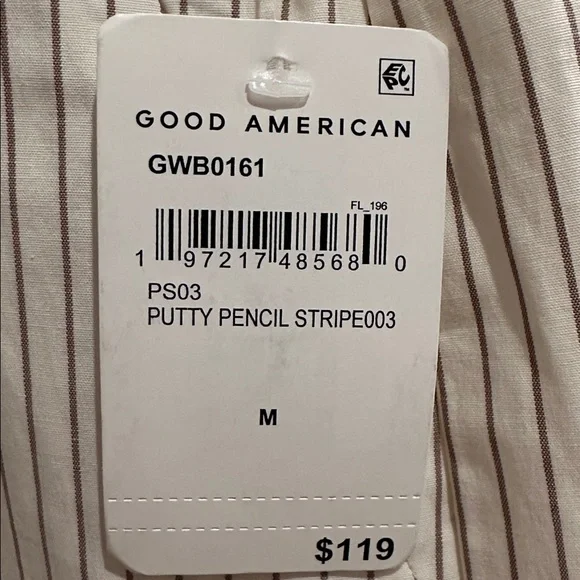 🩷 (Set) Good American Women's Stripe Poplin Weekend Button Down & Shorts 🩷 - Picture 6 of 6